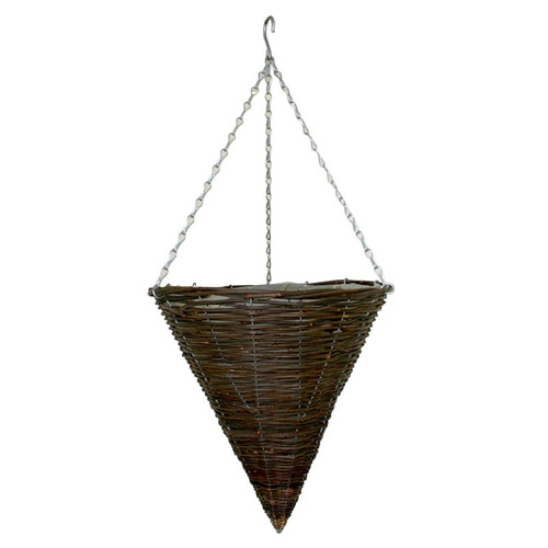 Brown Rattan Cone Hanging Basket (14inch)