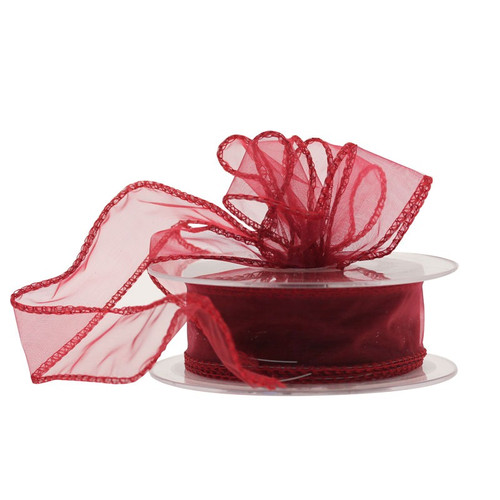 Burgundy Wired Edge Organza Ribbon (20m x 30mm) 