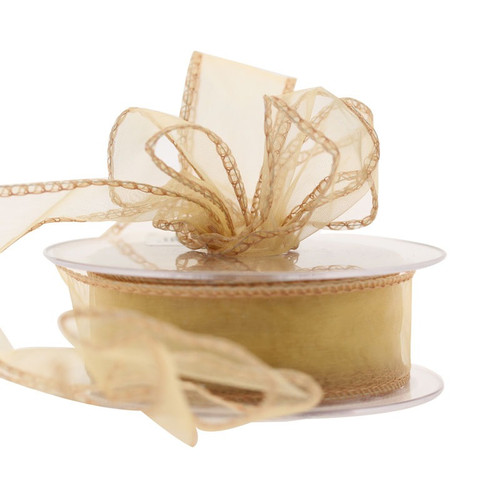 Gold Wired Edge Organza Ribbon (30mm x 20m) 