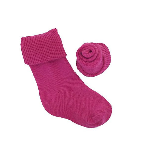 Hot Pink Cotton Turn Down Socks (0 - 6 Months)