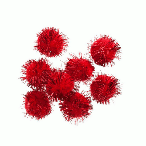 Christmas Glitter Red Pom Poms Christmas Glitter Red Pom Poms