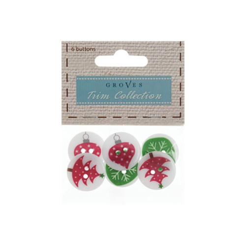 Christmas Tree Buttons  Packs Of 6 In 3 Designs 15mm