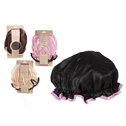 4  Assorted Colours Satin Shower Cap    Waterproof+lined. Wrap Card