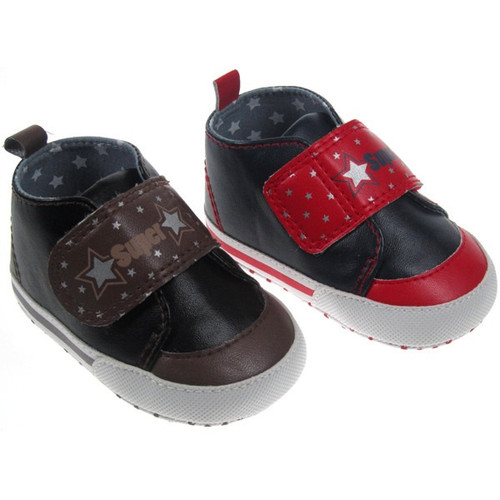 Boys PU Shoes with Super star Print on Velcro Fastener by Soft Touch (Assorted Designs)