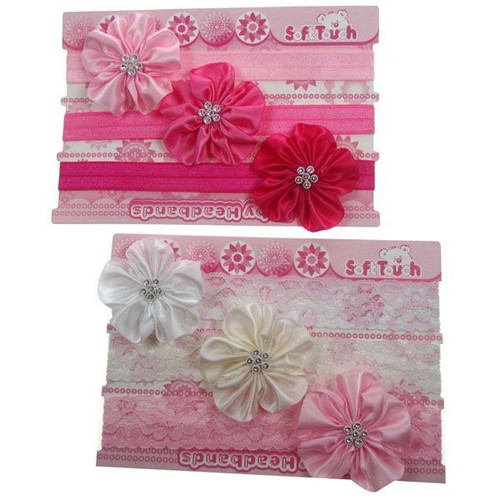 Flower Headbands With Inlay Centre By Soft Touch (Assorted Designs)