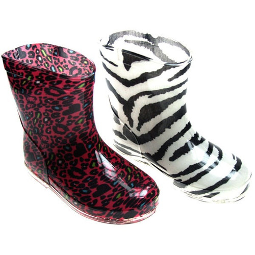 Animal Print Wellies Rain Boots 2 Assorted Designs  by Soft Touch