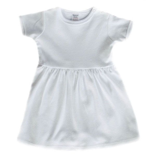 Soft Touch Infants White Cotton Jersey Dress With Attached Bodysuit (0 - 6 Months) 