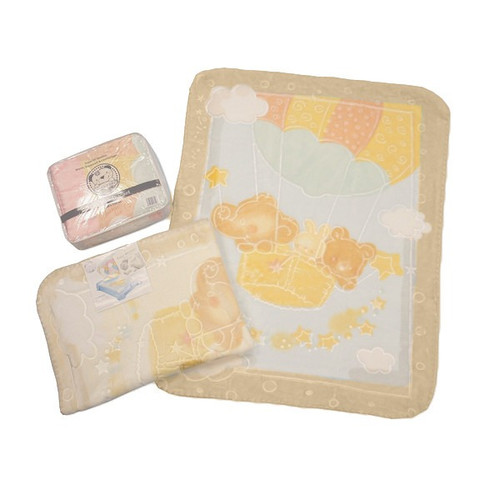 Cream Embossed 'Balloon Ride' Baby Mink Pram Blanket by Nursery Time