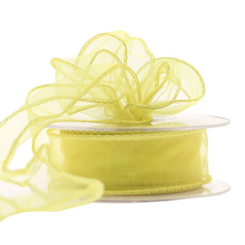 Yellow Wired Edge Organza Ribbon Yellow Wired Edge Organza Ribbon
