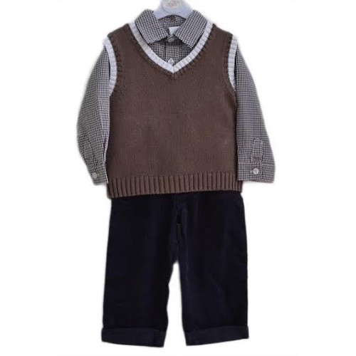 Little Gent 3 Piece Set including Trousers, Shirt & Tank Top (6-24 Months)