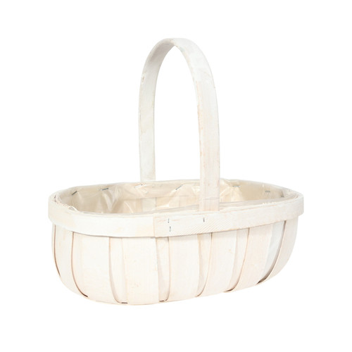 White Softwood Trug Basket (with handle) 