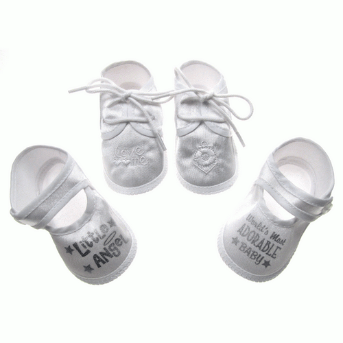 Soft Touch Assorted Lace / Velcro Satin Shoes (0 - 3 Months)