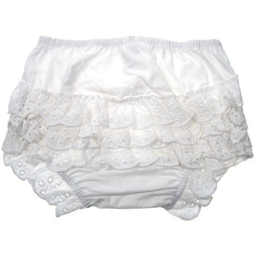 Girls Broderie Anglais Cotton frill back knickers by Soft Touch