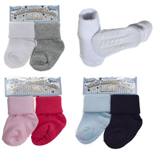 Cute 2 pack 'ABC' socks by soft touch with gripper