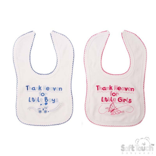 Thank Heaven For Little Boy And Girl Cotton Bib  by Soft Touch