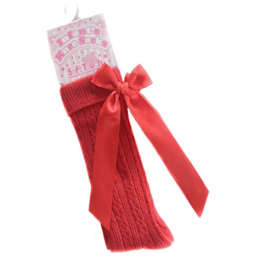 Soft Touch Children's Ribbed Knee Length Socks with Stitched Bow  (18 Months - 3 Years)