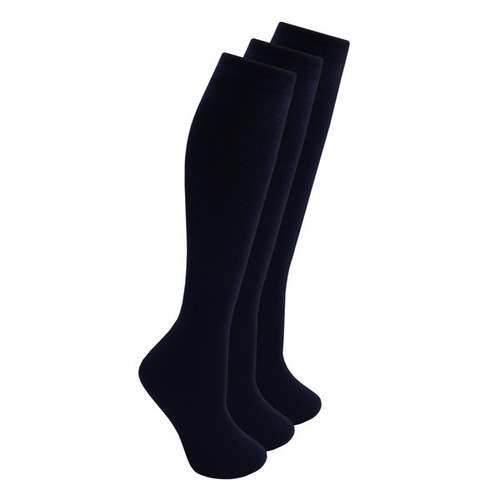 Girls 3pk Knee High Sock - Navy 37-40 / 4-6