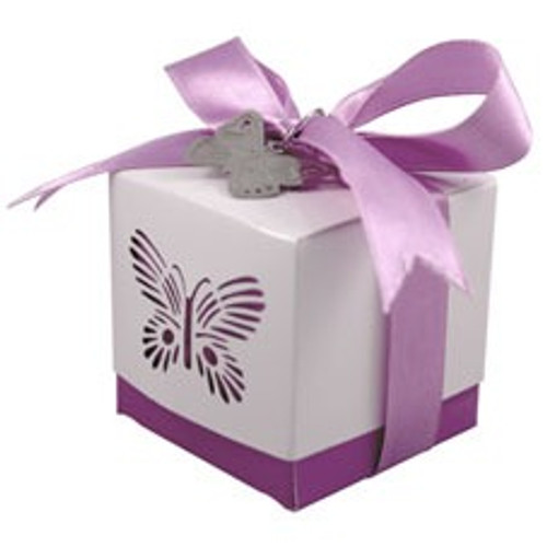 Purple Laser Cut Butterfly Favour Box