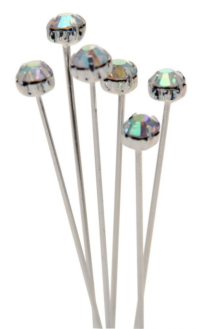 Silver & Irridescent Diamante Pin (4cm)(x72)