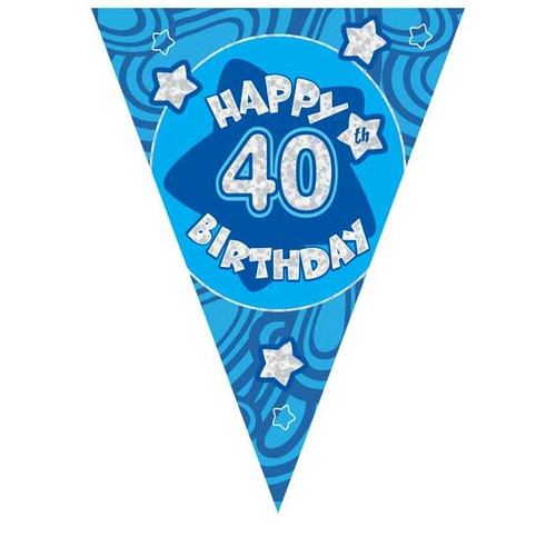 Blue Holographic 40th Birthday Banner Blue Holographic 40th Birthday Banner