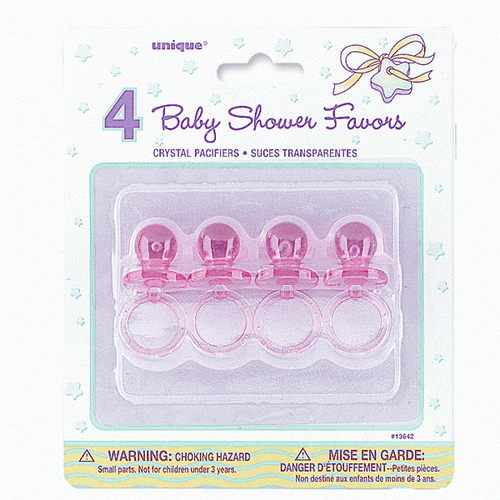 Pink Crystal 2'' Pacifiers Favours decoration pk4 Pink Crystal 2'' Pacifiers Favours decoration pk4