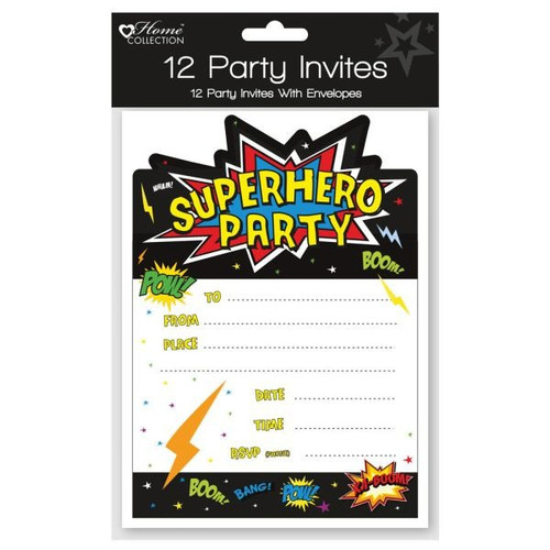 Superhero Party Invites - 12 Pack