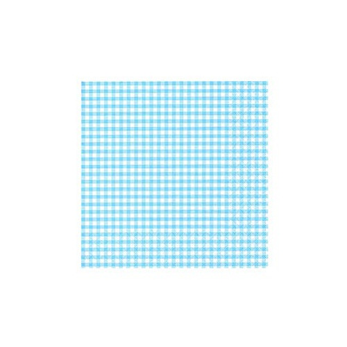 Baby blue Gingham 13'' napkins - pk 20