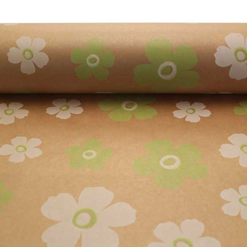 Natural Kraft Paper With Green & White Fleur