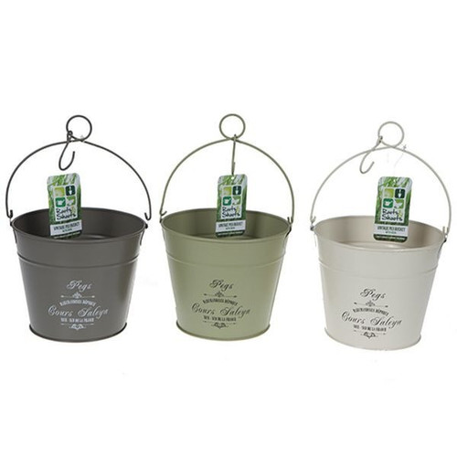 Vintage Peg Bucket With Hook   3 Assorted  Colours                