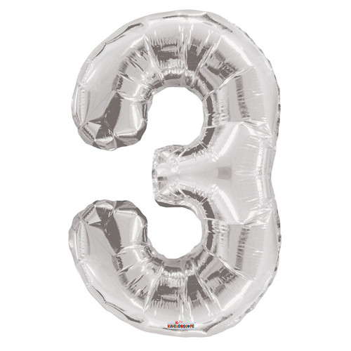 34 inch Number Balloon - 3 - Silver 34 inch Number Balloon - 3 - Silver