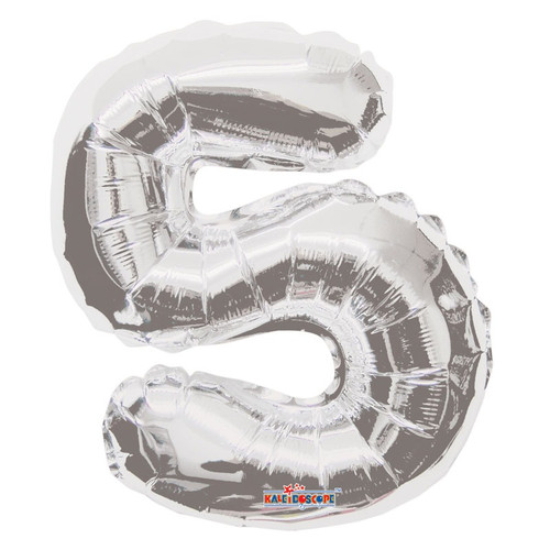 14 inch  Number Balloon - 5 - Silver