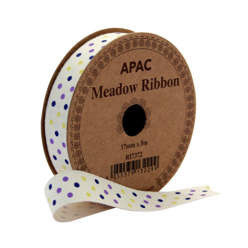 Meadow Ribbon Lilac, Navy & Yellow (17mm X 5m)