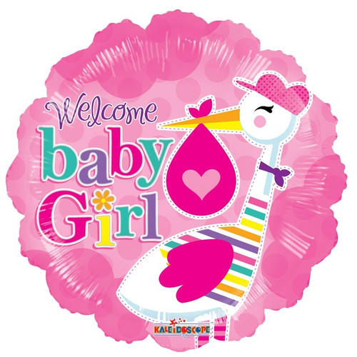 18 inch Baby - Baby Girl Stork  Balloon