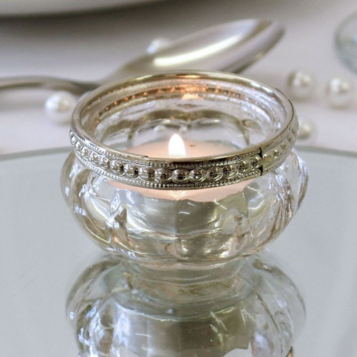 Tea Light Holder With Metal  Decoration