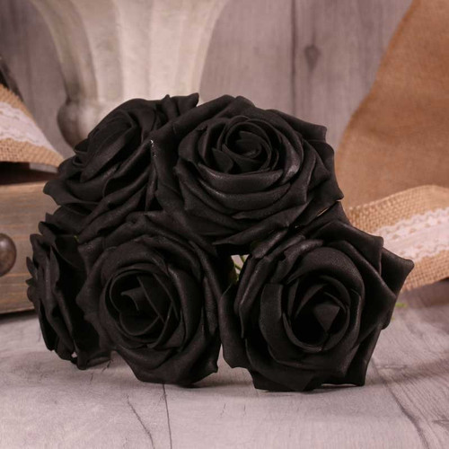Bunch of 5 Black Foam Open Tea Rose Bunch of 5 Black Foam Open Tea Rose