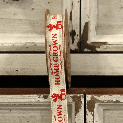 'Homegrown' Red Linen Ribbon 15mm