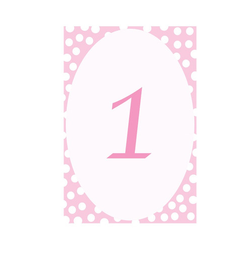 Pink Polka Dot Table Numbers