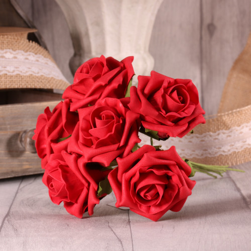 Bunch of 6 Red Foam Tea Rose Bunch of 6 Red Foam Tea Rose