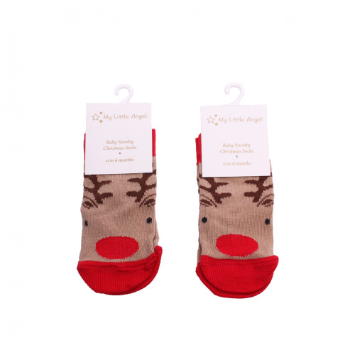 Cute Reindeer Christmas Socks (0-6m)