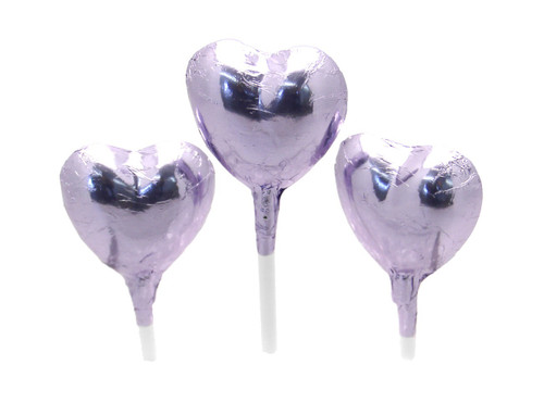Lilac Foil Chocolate Heart Lollipop