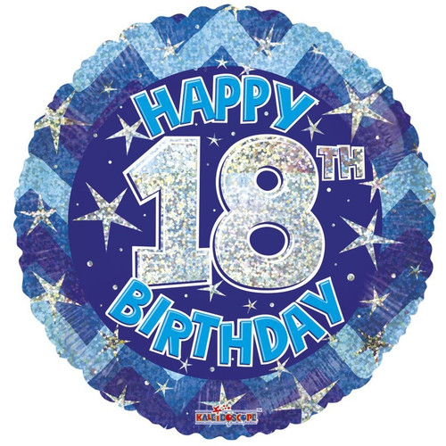 Blue Holographic Happy 18th Birthday Balloon (18 inch)