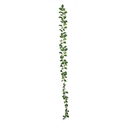 180cm Mixed Green Holly Garland with Berries (10 berries) 180cm Mixed Green Holly Garland with Berries (10 berries)