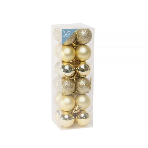 3cm Champagne Shatterproof Baubles (x24)