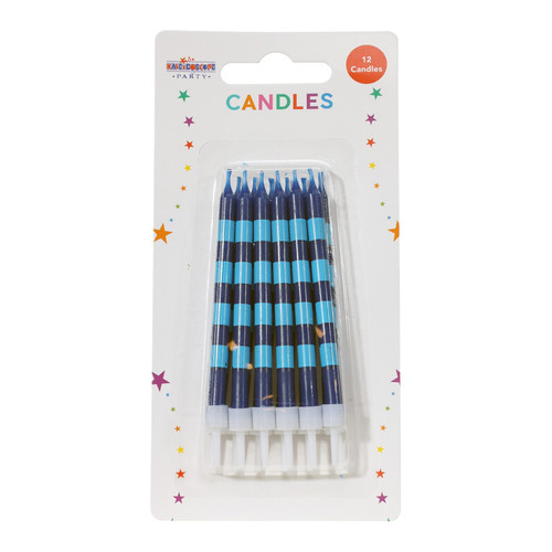 Straight Stripes Candles Blues (x12) - Pack of 6