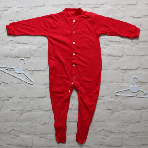 Personalisable Red Unbranded Sleepsuit with Chest Poppers (12-18 Months) 