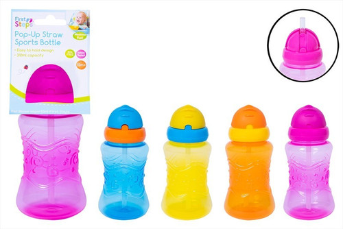 Pop Up Straw Bottle Assorted Colours