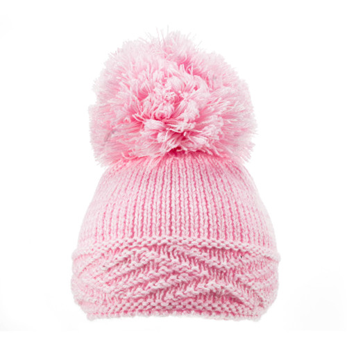 Pink Hat with Diamond Design (NB-12 Months)