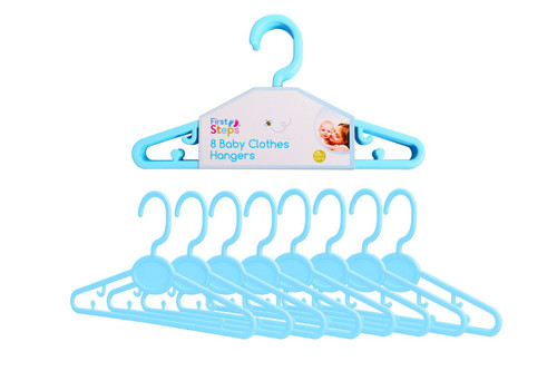 8 Baby Clothes Hangers 22cm Blue