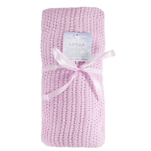 Pink Cot Size Cellular Cotton Baby Blanket