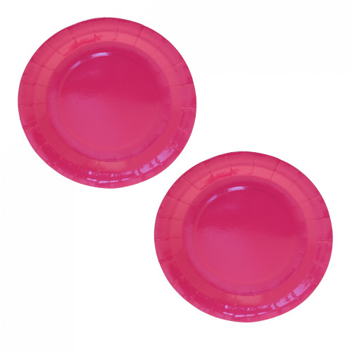 Hot Pink Paper Plates Round - 7 Inch (x8)  